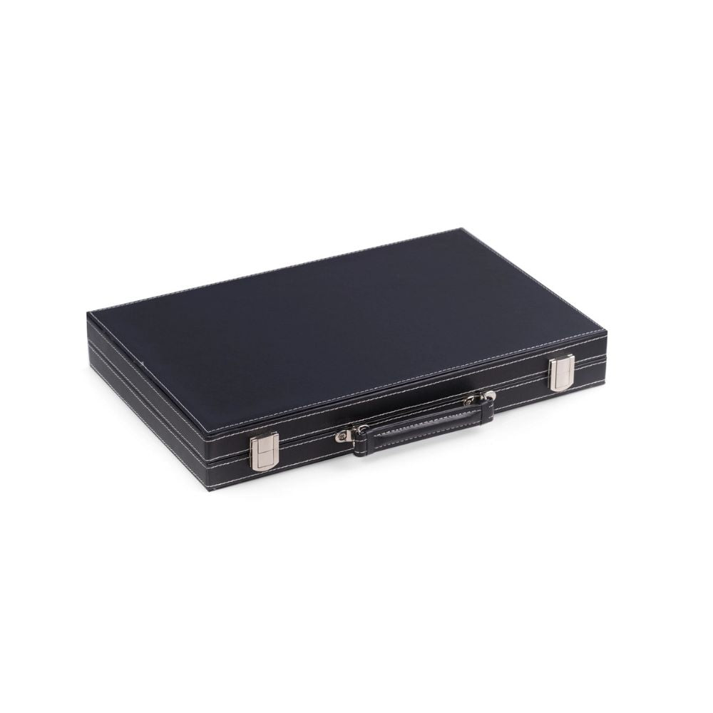 BeyBerk International 15" Backgammon Set - Black Leatherette 2