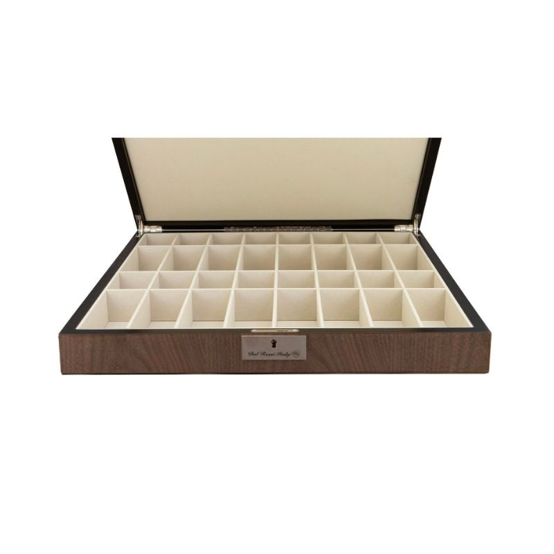 Dal Rossi Dark Titanium & Gold Metal Chess Pieces On 50cm Walnut Inlaid Chess Board With Compartments