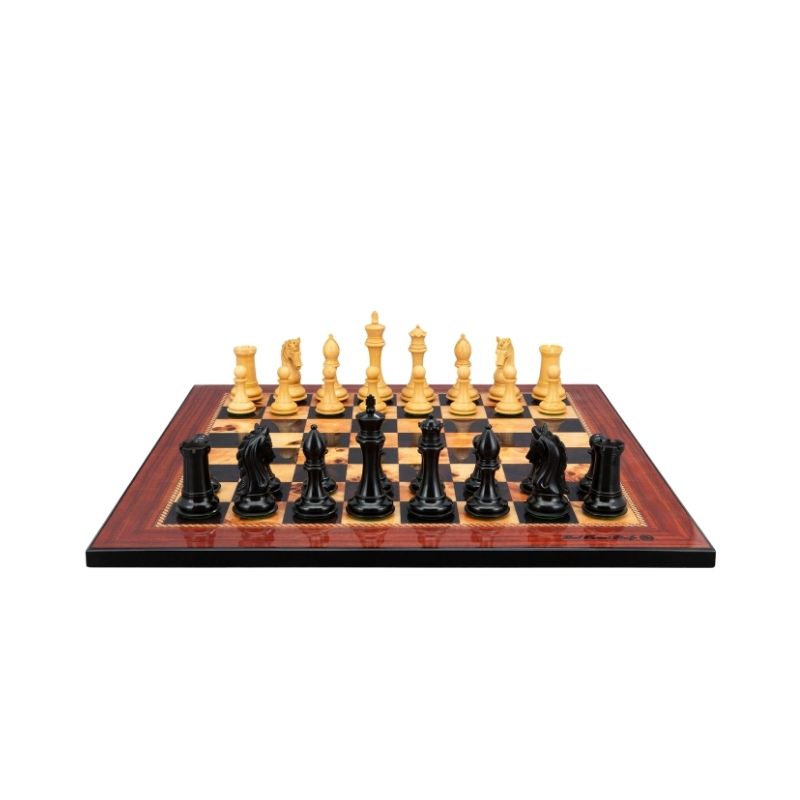 Dal Rossi Ebony Boxwood Chess Pieces On 50cm Walnut Finish Chess Board