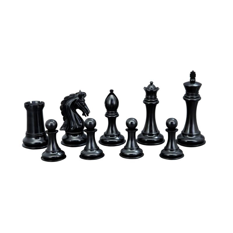 Dal Rossi Ebony Boxwood Chess Pieces On 50cm Carbon Fibre Finish Chess Board
