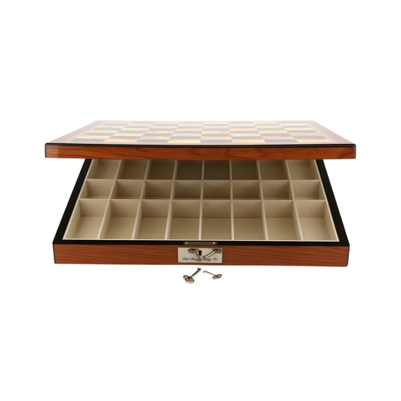 Dal Rossi Evil Ring Metal Chess Pieces Set On 50cm Walnut Finish Chess Board With Compartments