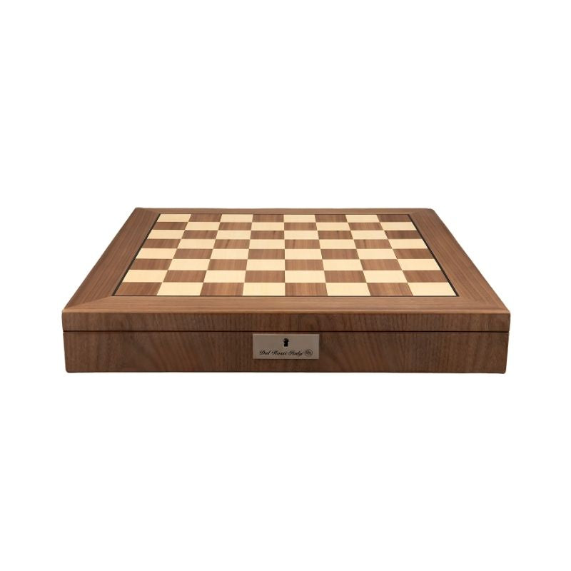 Dal Rossi Evil Ring Metal Chess Pieces On 50cm Walnut Inlaid Chess Board With Compartments