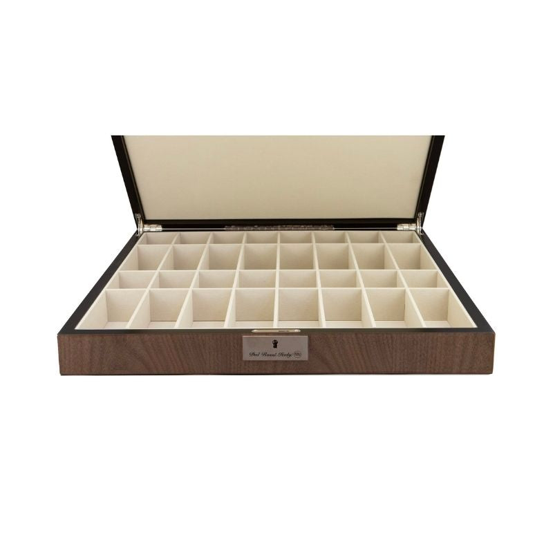 Dal Rossi Gold Plated Chess Pieces On 50cm Walnut Inlaid Chess Board With Compartments