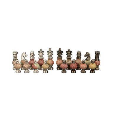 Dal Rossi Italy Coloured Stone and Silver Chessmen (100mm)