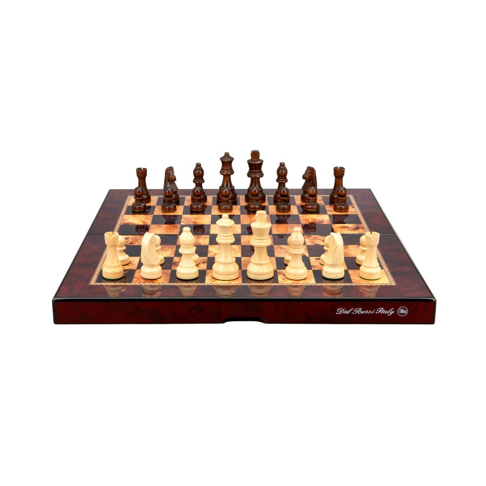 Dal Rossi Italy Mahogany Finish Folding Chess Set 16″ 1