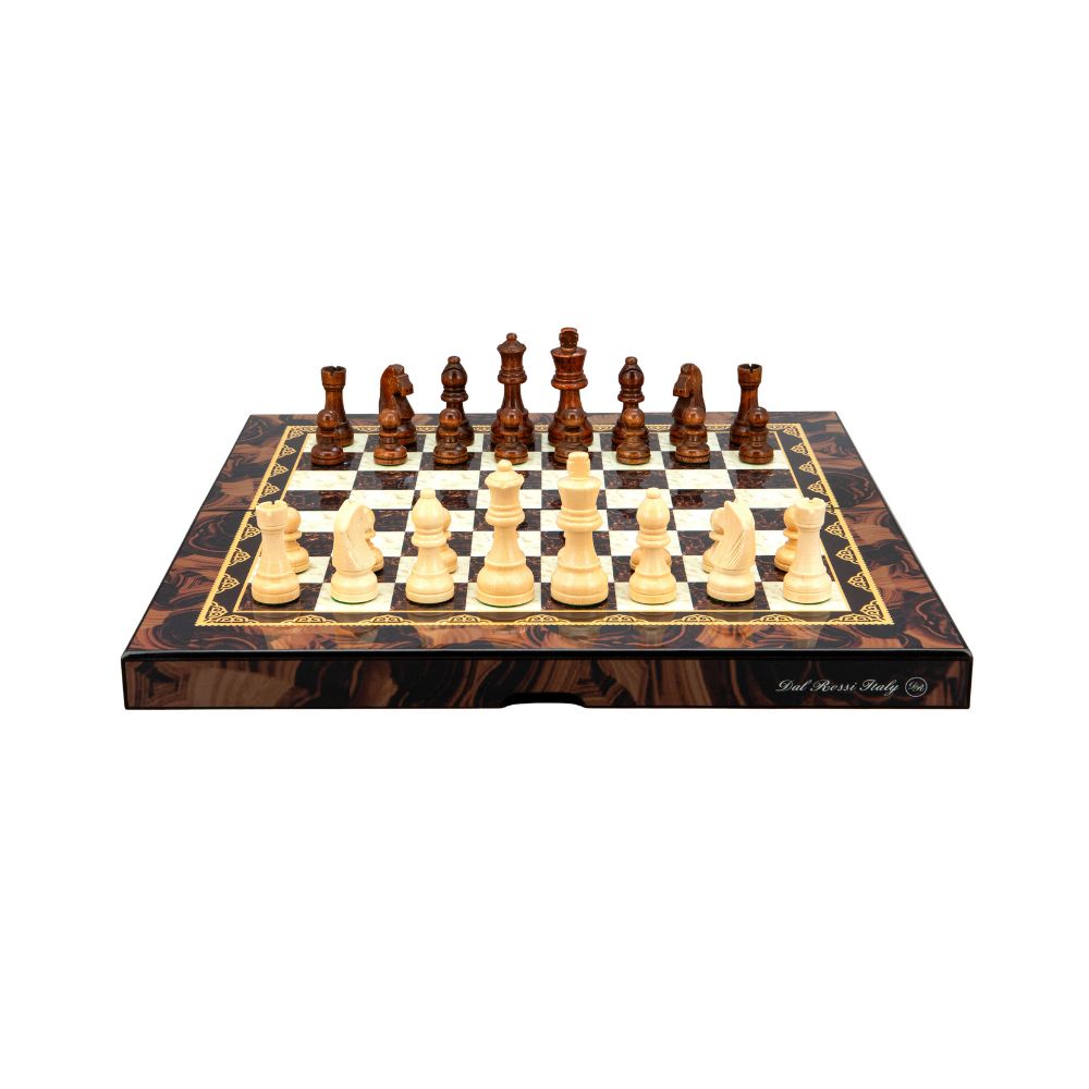 Dal Rossi Italy Mosaic Finish Folding Chess Set 16″ 1