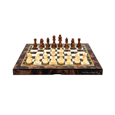 Dal Rossi Italy Mosaic Finish Folding Chess Set 16″ 1