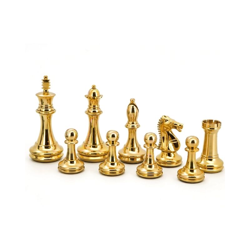 Dal Rossi Staunton Brass Chess Pieces On 50cm Walnut Chess Board With Compartments