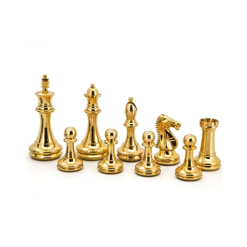 Dal Rossi Staunton Brass Chess Pieces On 50cm Palisanders Maple Chess Board