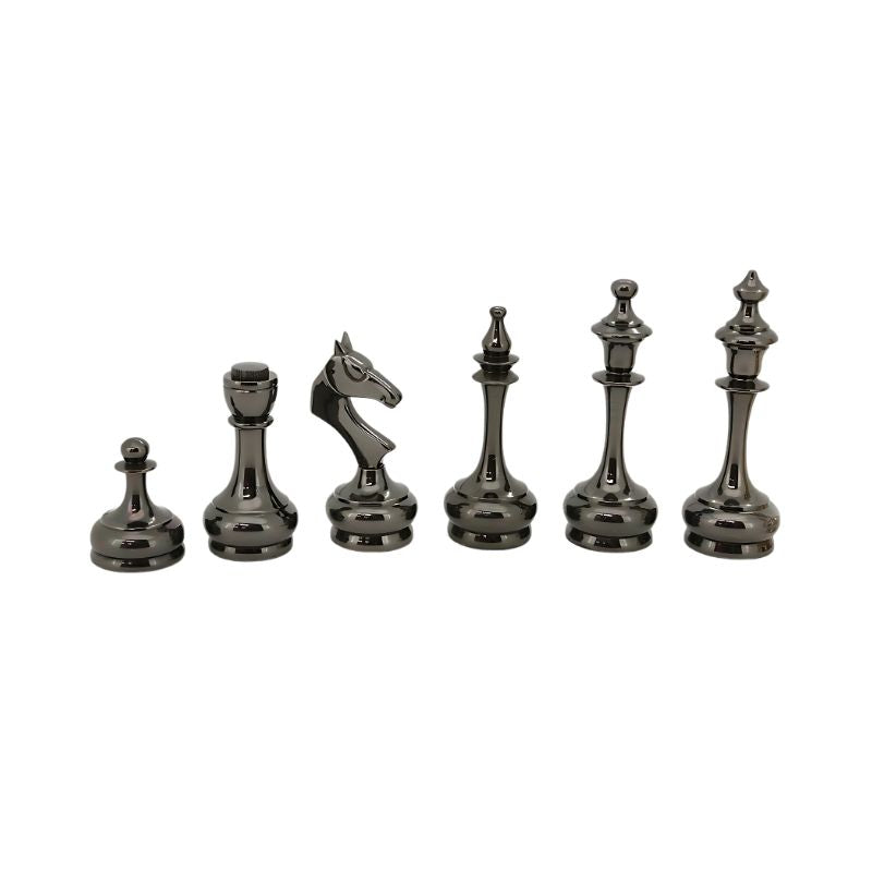 Dal Rossi Staunton Brass & Titanium Chess Pieces On 50cm Walnut Inlaid Chess Board With Compartments