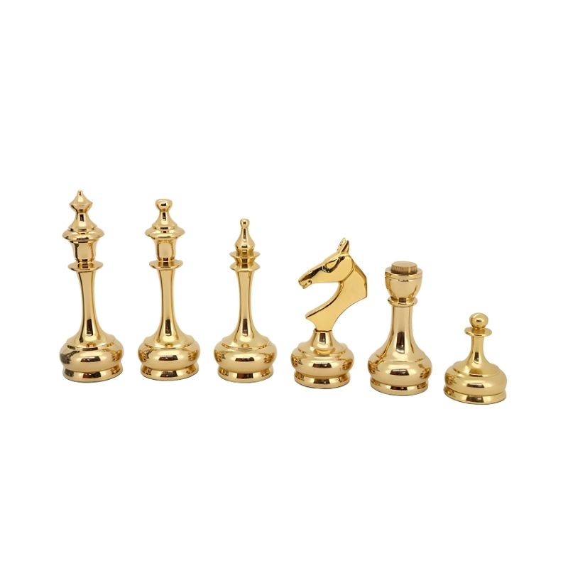 Dal Rossi Staunton Brass & Titanium Chess Pieces On 50cm Walnut Inlaid Chess Board With Compartments