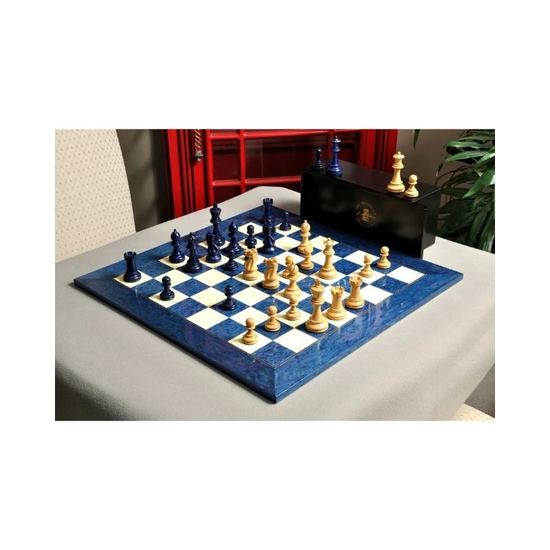 House Of Staunton Grandmaster Luxury Wood Chess Set (Blue Gilded)