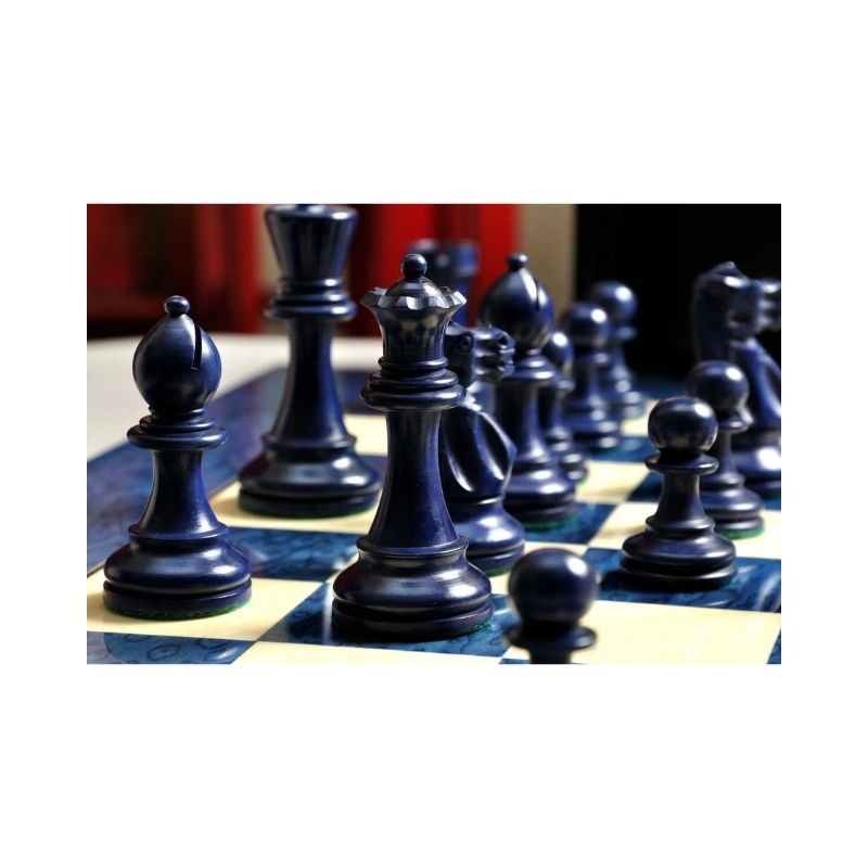 House Of Staunton Grandmaster Luxury Wood Chess Set (Blue Gilded)