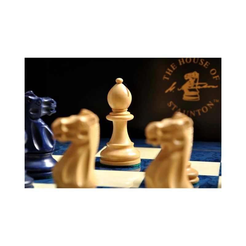 House Of Staunton Grandmaster Luxury Wood Chess Set (Blue Gilded)