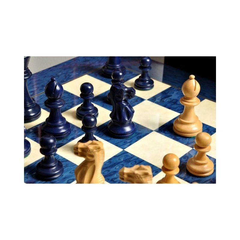 House Of Staunton Grandmaster Luxury Wood Chess Set (Blue Gilded)