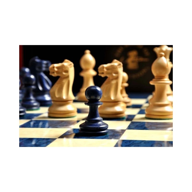 House Of Staunton Grandmaster Luxury Wood Chess Set (Blue Gilded)