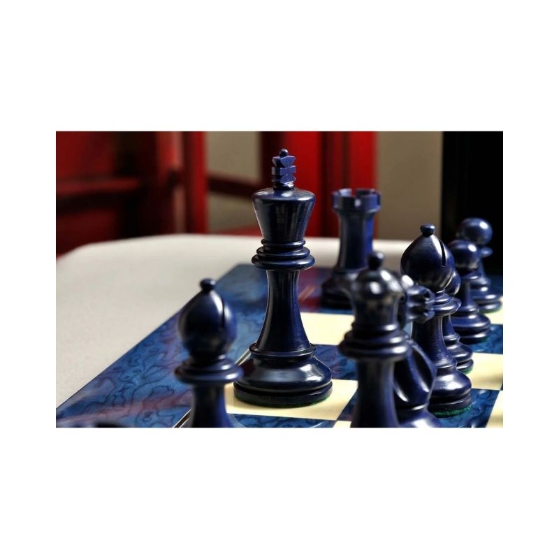 House Of Staunton Grandmaster Luxury Wood Chess Set (Blue Gilded)