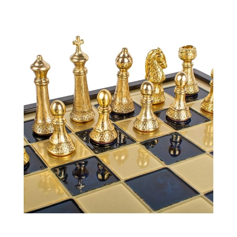 Manopoulos Luxury Handcrafted Classic Metal Staunton Chess Set