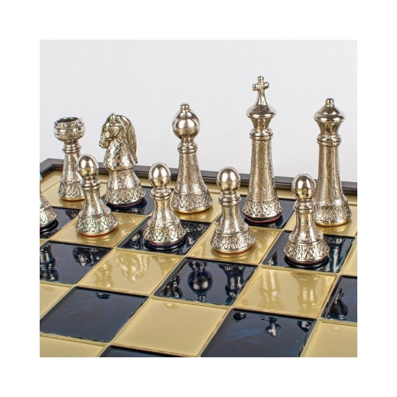 Manopoulos Luxury Handcrafted Classic Metal Staunton Chess Set