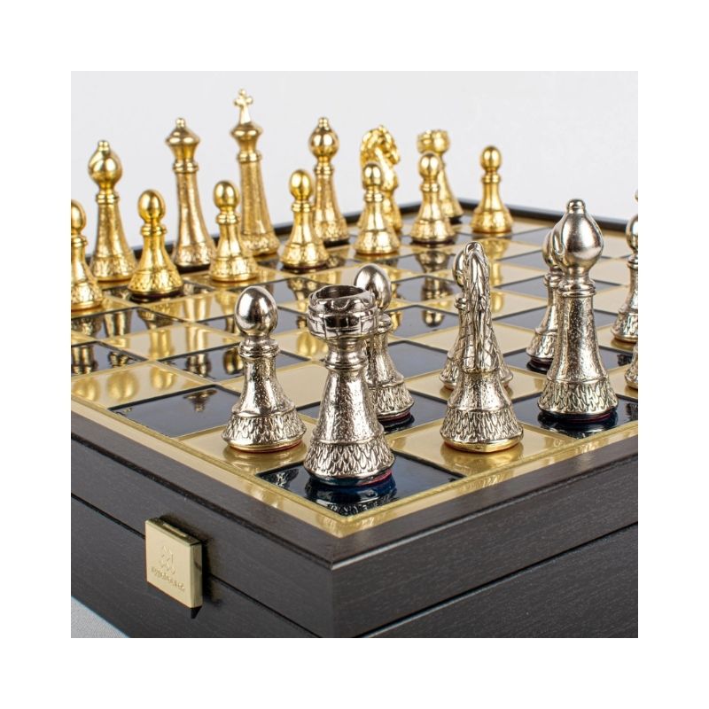 Manopoulos Luxury Handcrafted Classic Metal Staunton Chess Set
