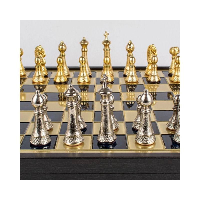 Manopoulos Luxury Handcrafted Classic Metal Staunton Chess Set