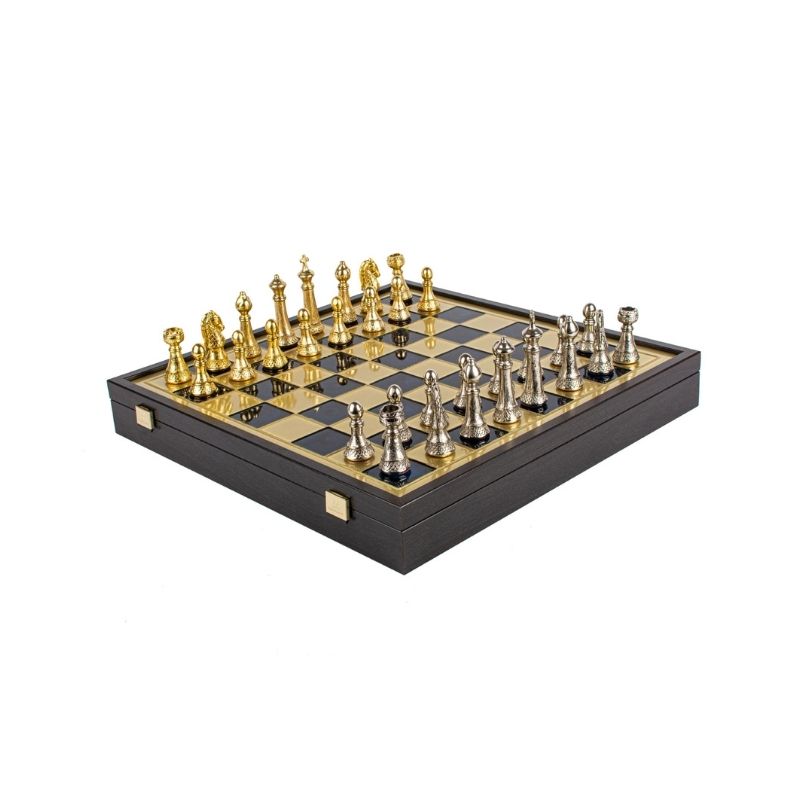 Manopoulos Luxury Handcrafted Classic Metal Staunton Chess Set
