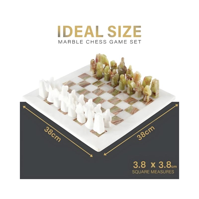 Sterling Chess White & Green Marble Chess Set