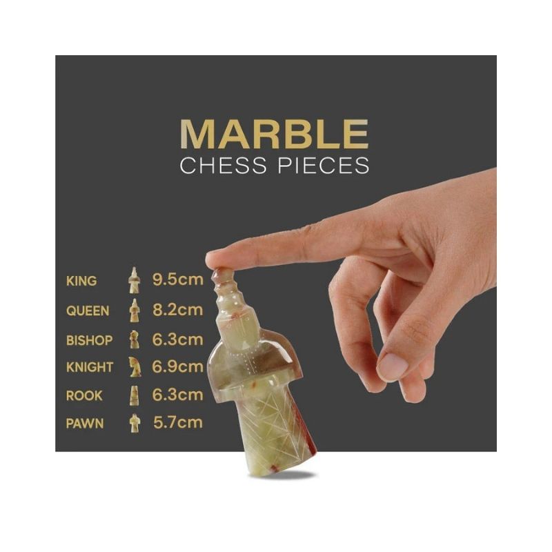 Sterling Chess White & Green Marble Chess Set