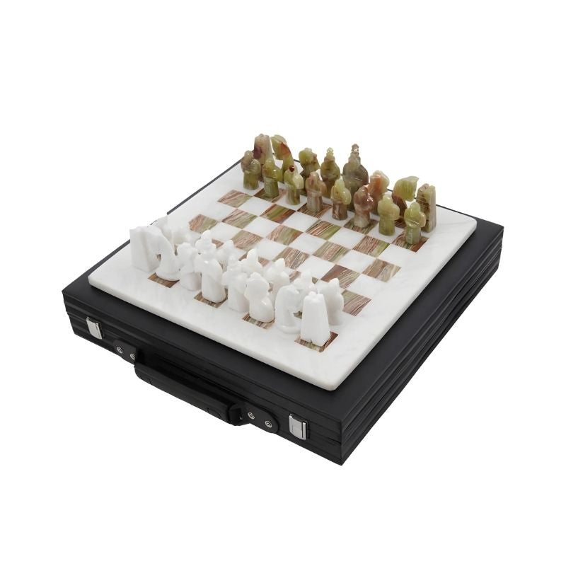 Sterling Chess White & Green Marble Chess Set