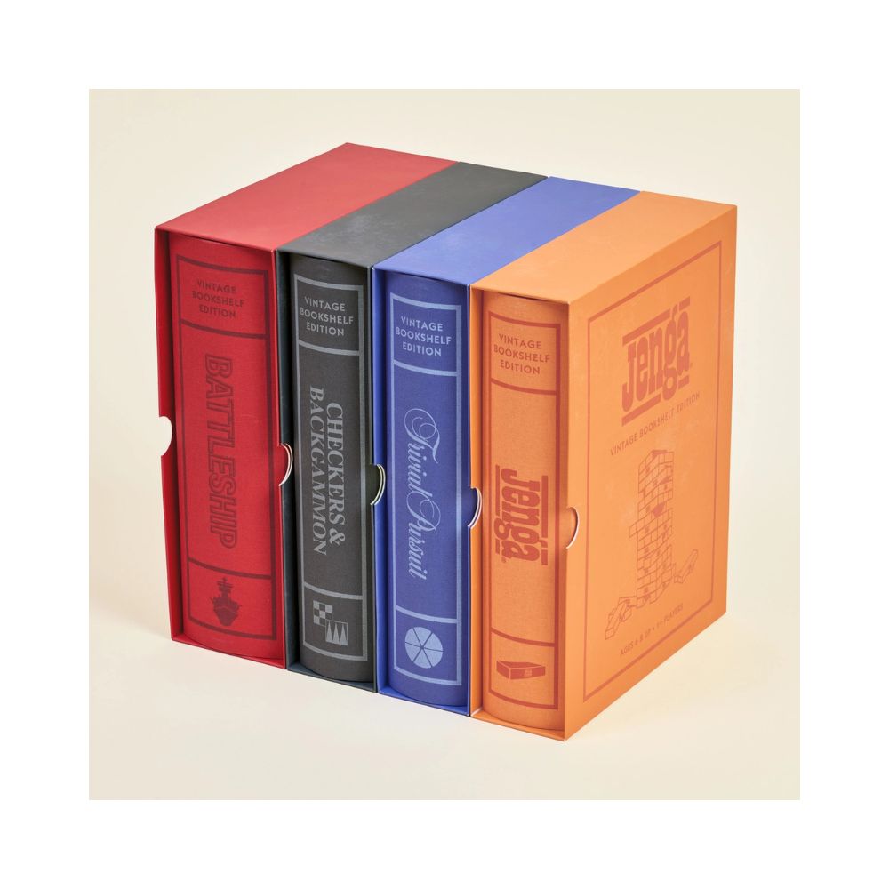 WS Game Company 4-Pack Vintage Bookshelf Assortment of Classic Board Games 1