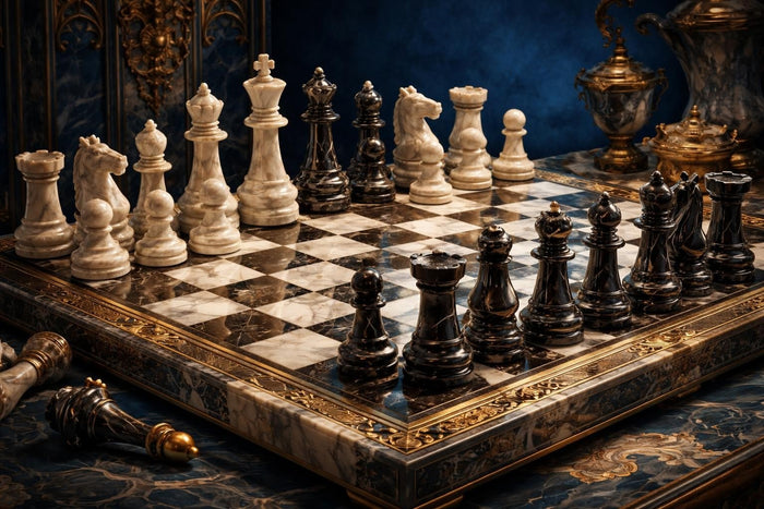 Marble Chess Board and Pieces: Timeless Elegance