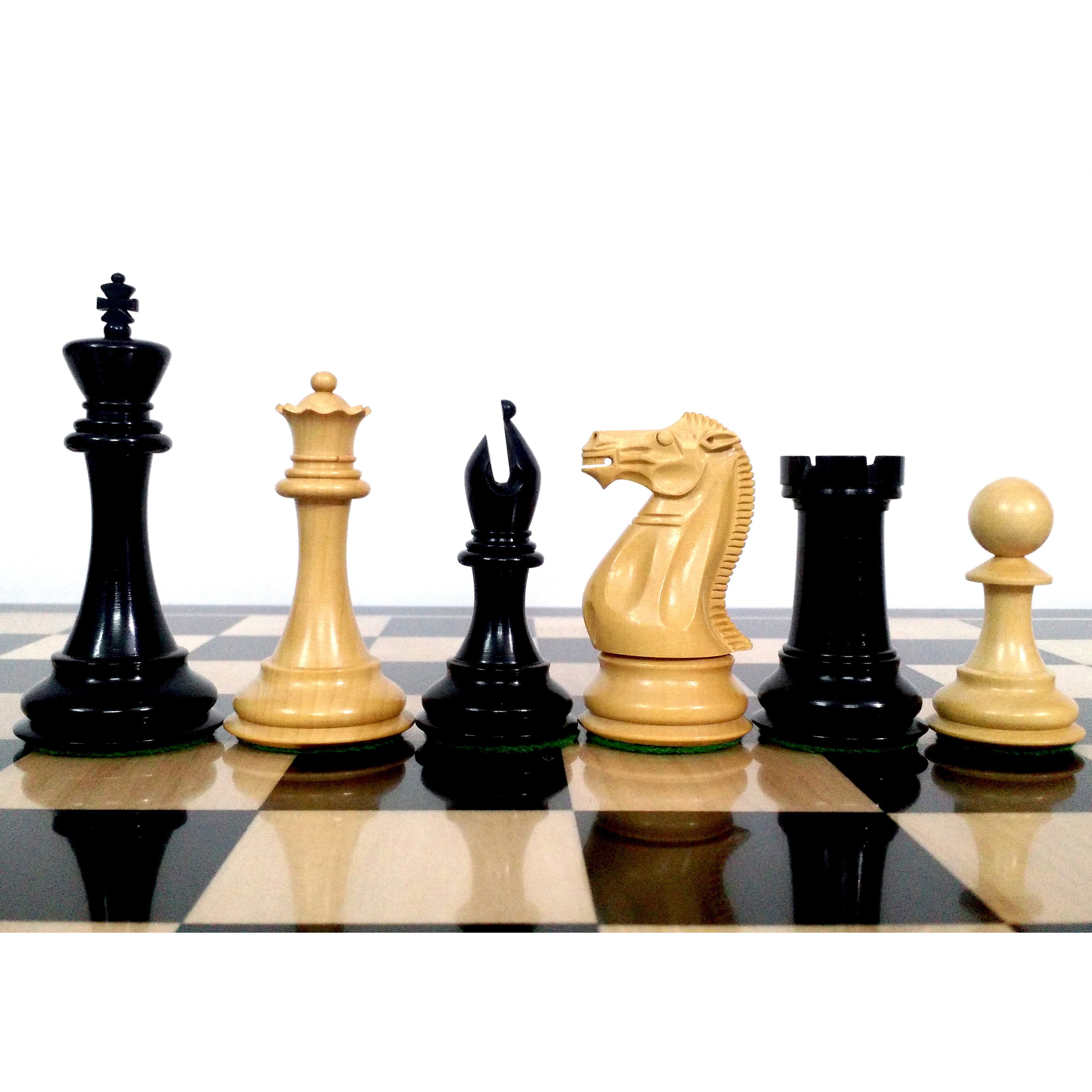 Sleek Staunton Ebony Wood 102mm Chess Pieces