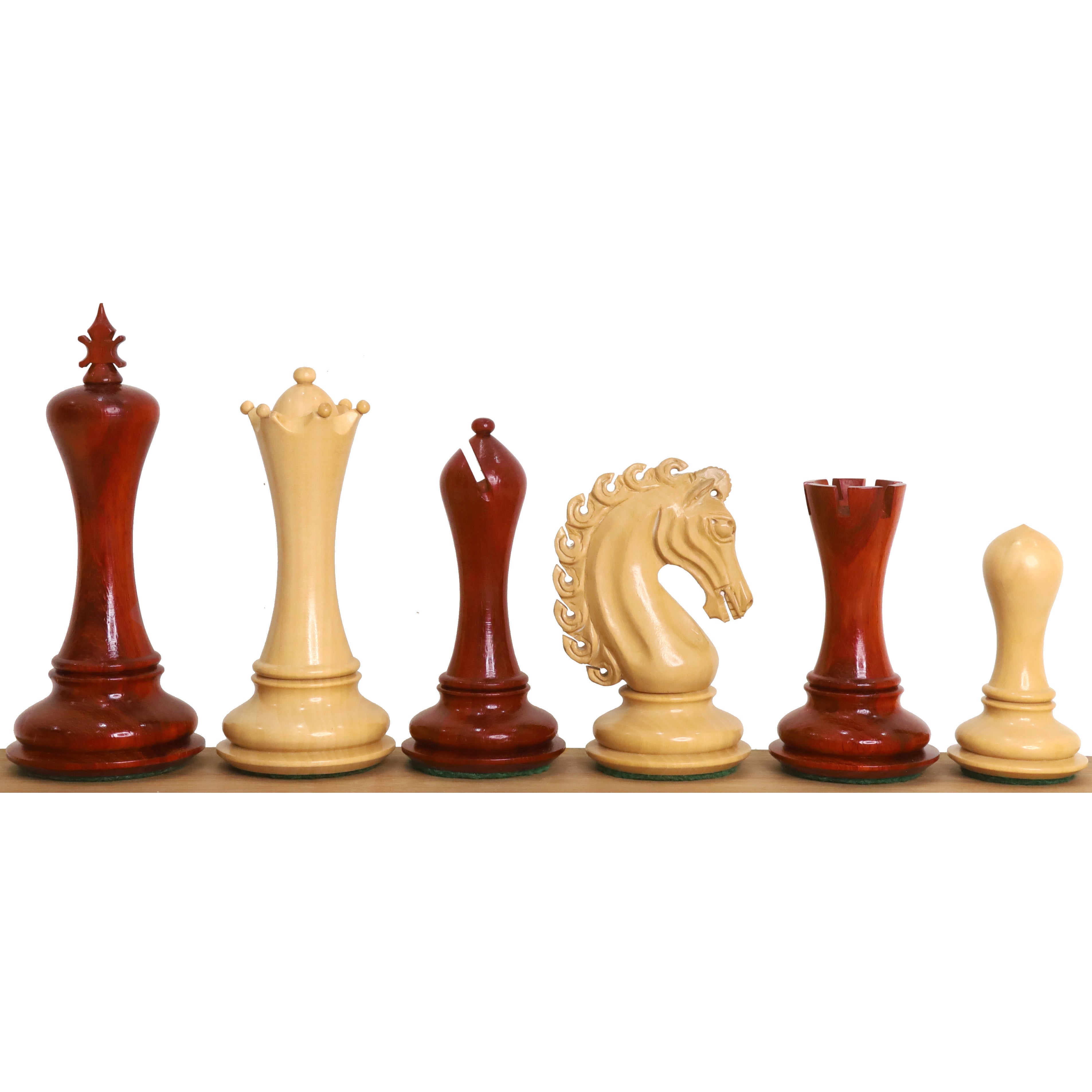 Avant Garde Staunton chess pieces in bud rosewood, 117mm king