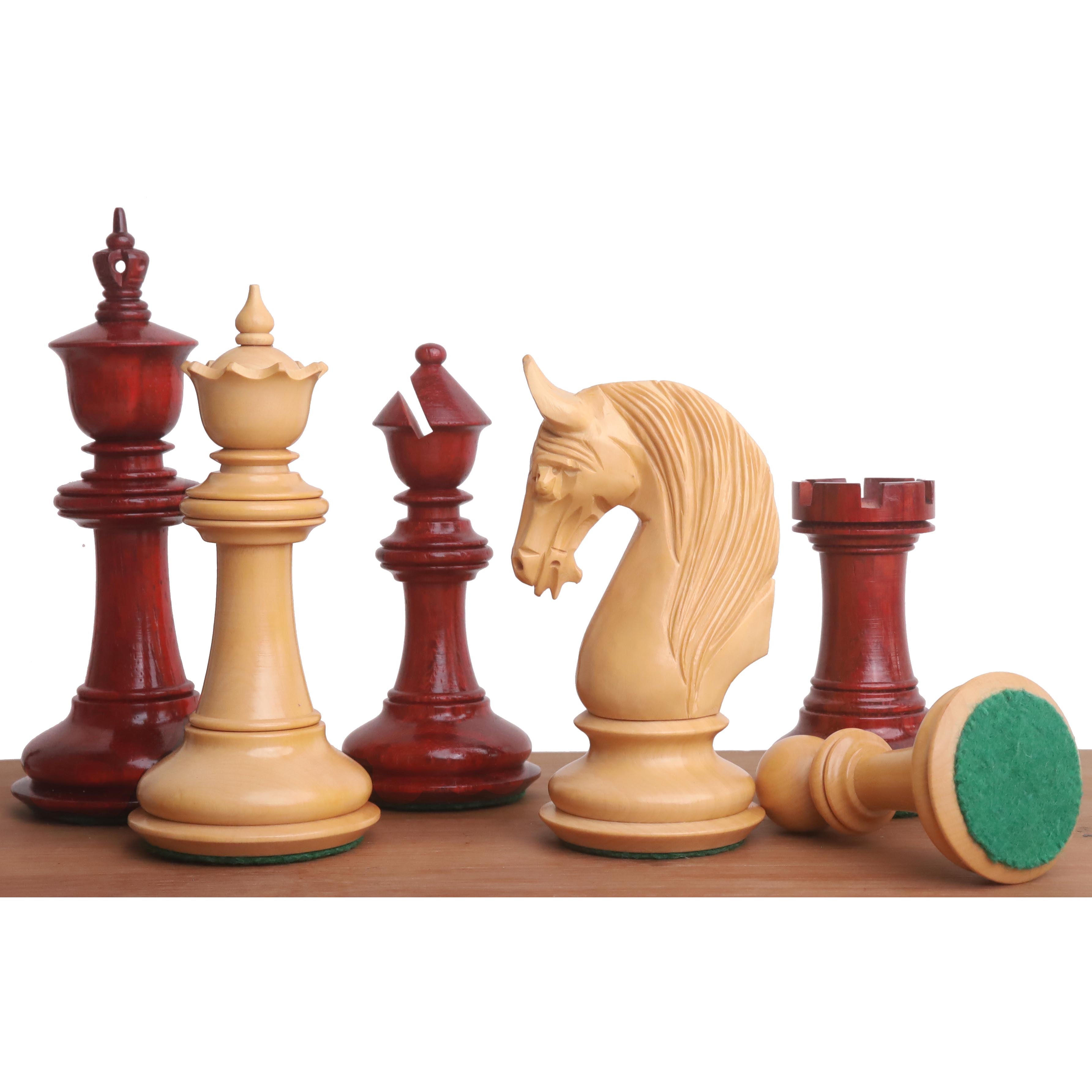Bath Staunton chess pieces in bud rosewood, 118mm king