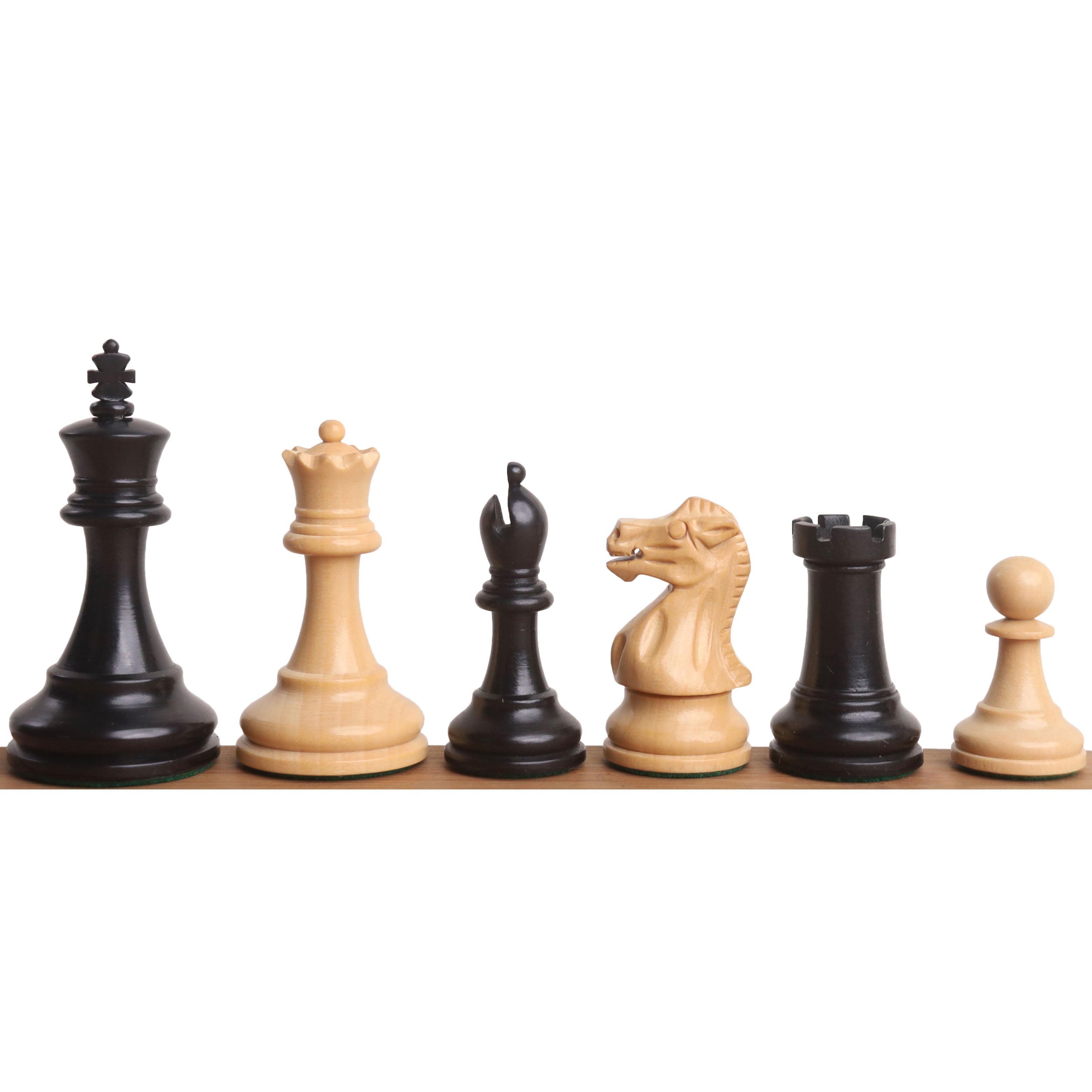 Ebonised Boxwood chessmen with a 60mm king
