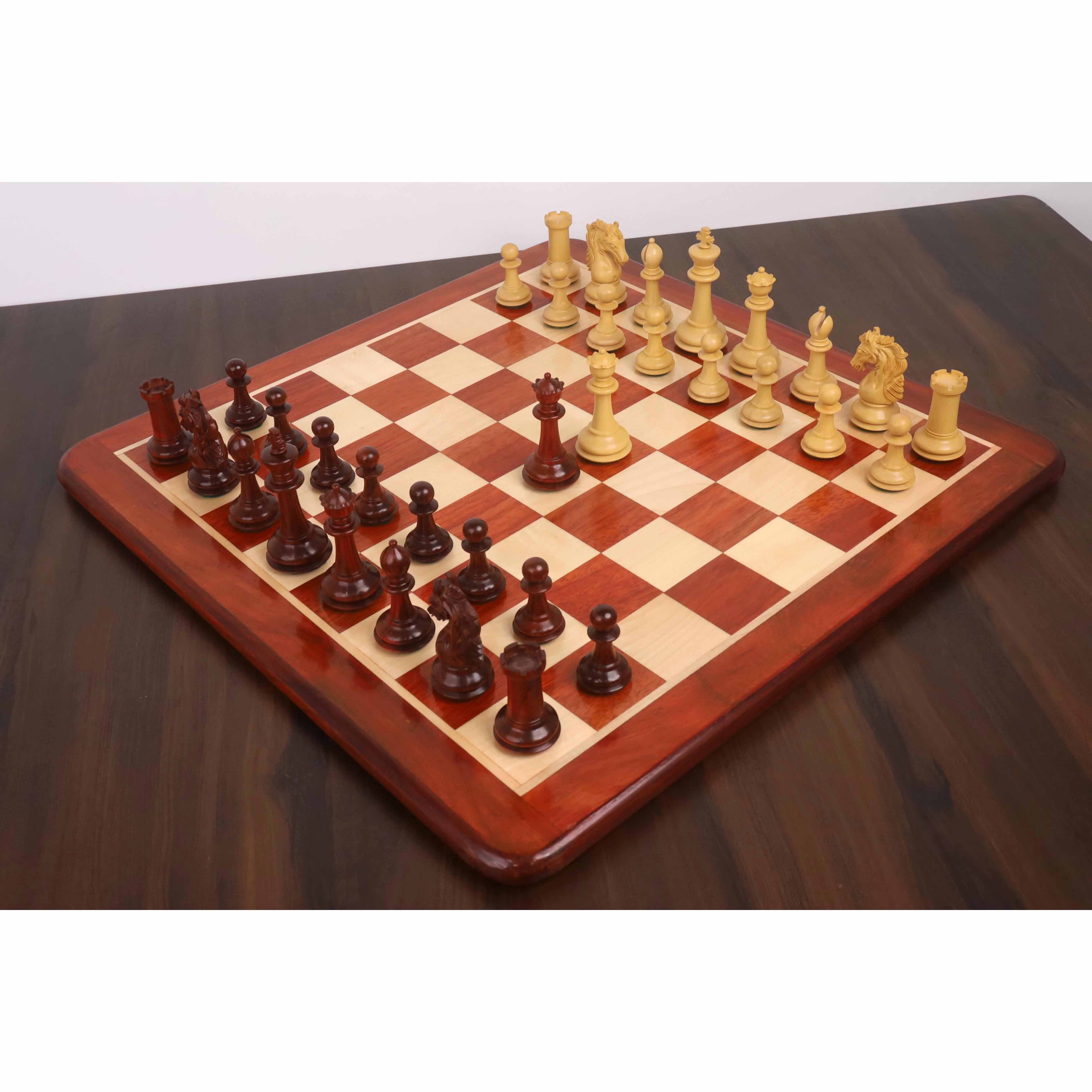 Bud Rosewood and Boxwood chessmen, 100mm king