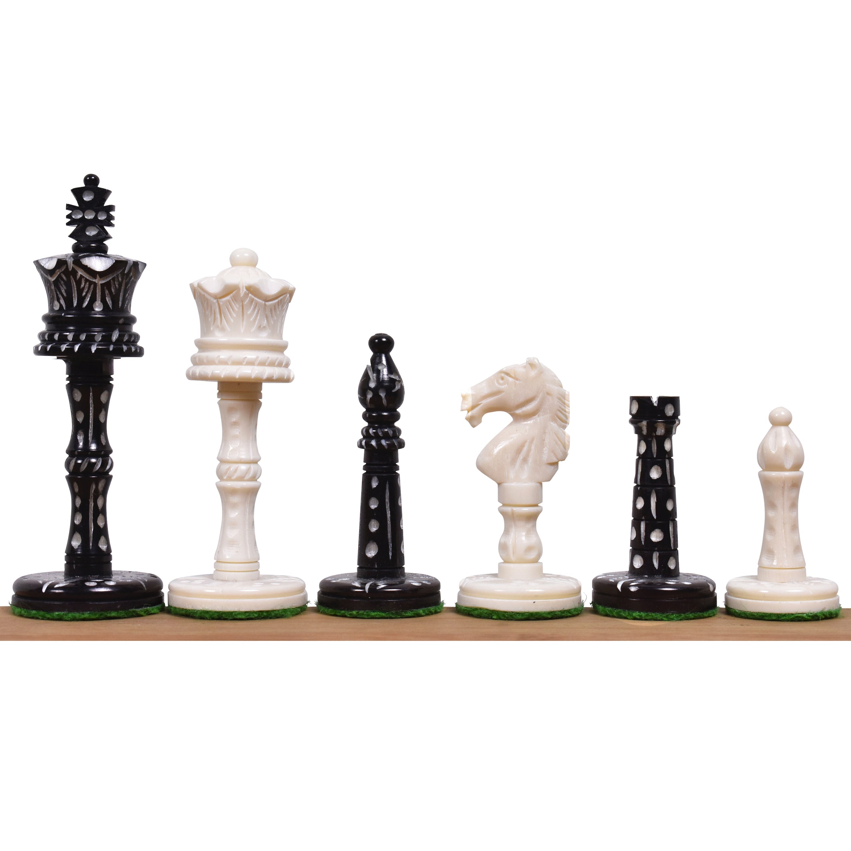 Victorian Era Pre-Staunton Camel Bone 91mm Chess Pieces