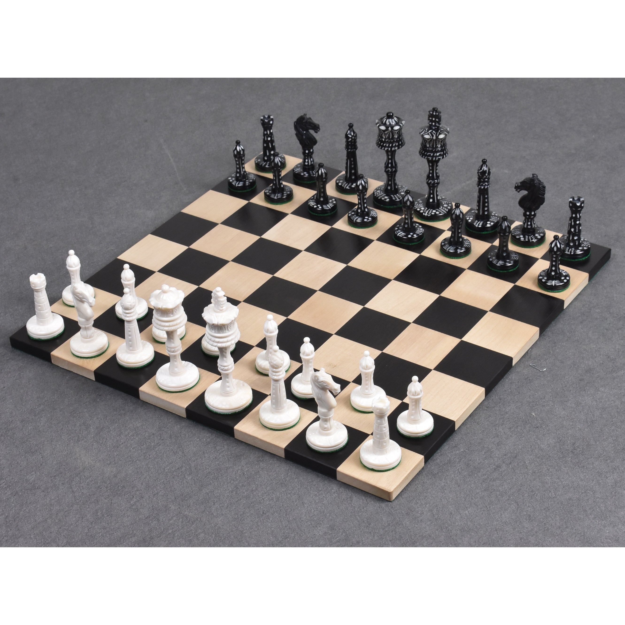 Victorian Era Pre-Staunton Camel Bone 91mm Chess Pieces