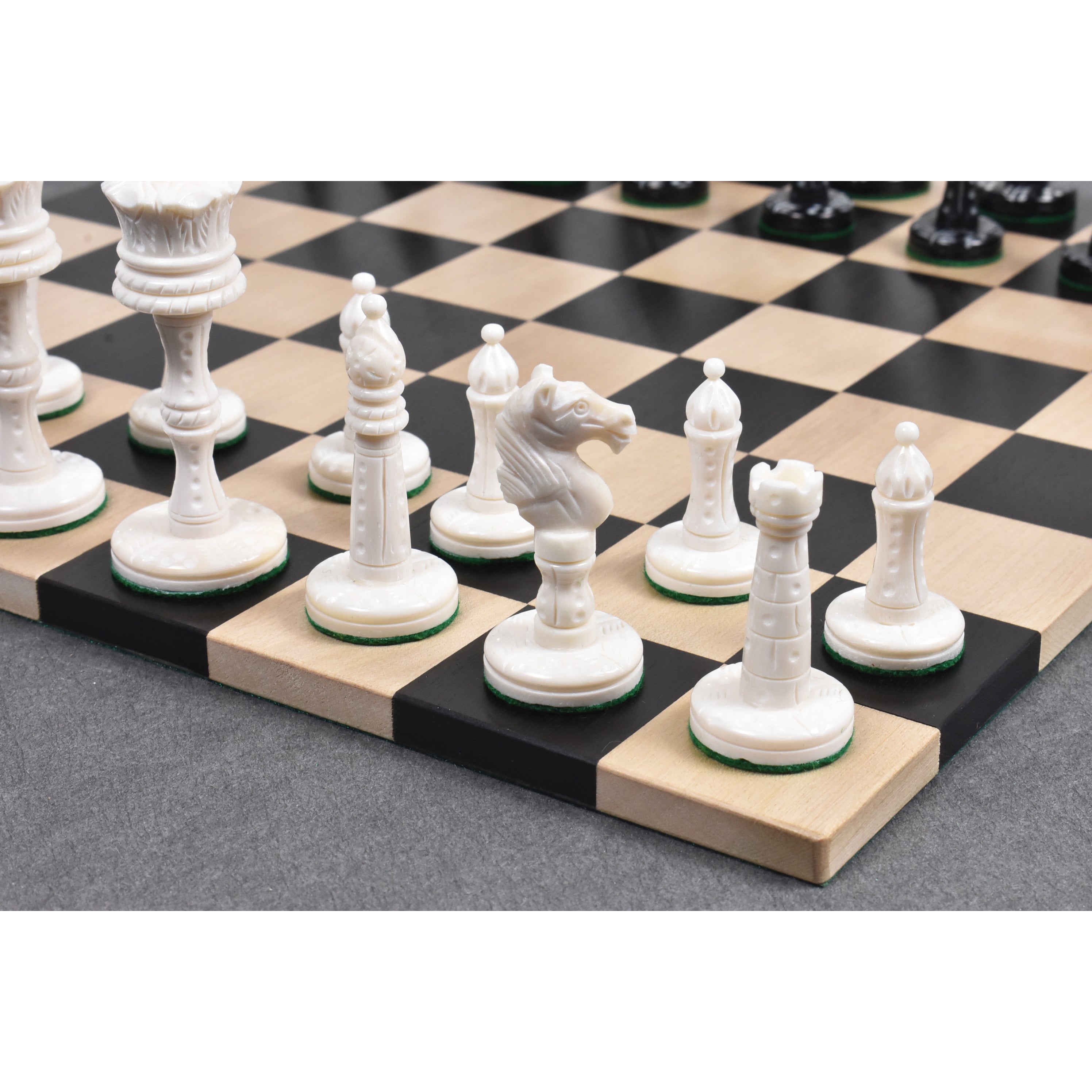 Victorian Era Pre-Staunton Camel Bone 91mm Chess Pieces