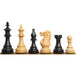 Ebonised boxwood and boxwood British Staunton chessmen