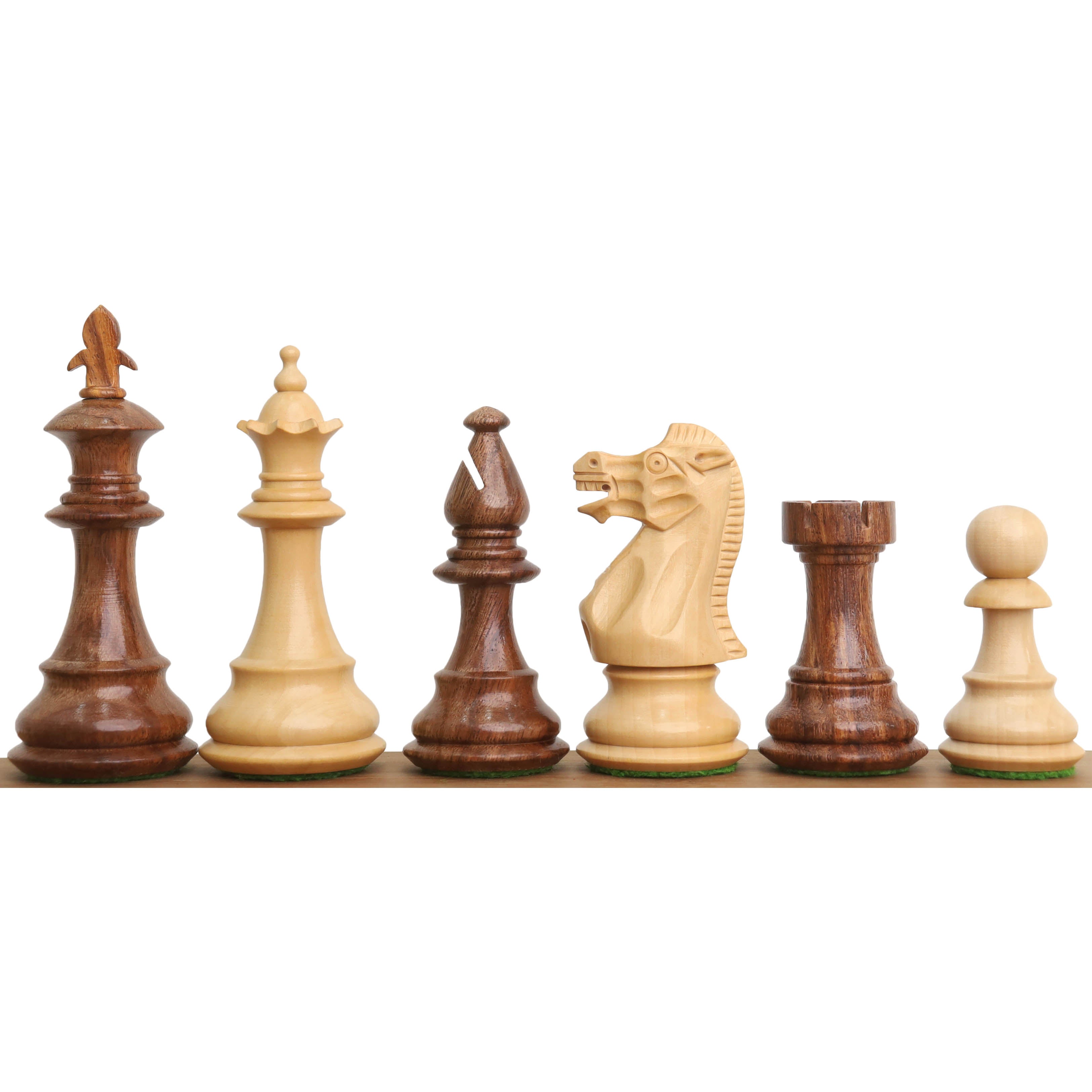 Golden rosewood and boxwood British Staunton chessmen