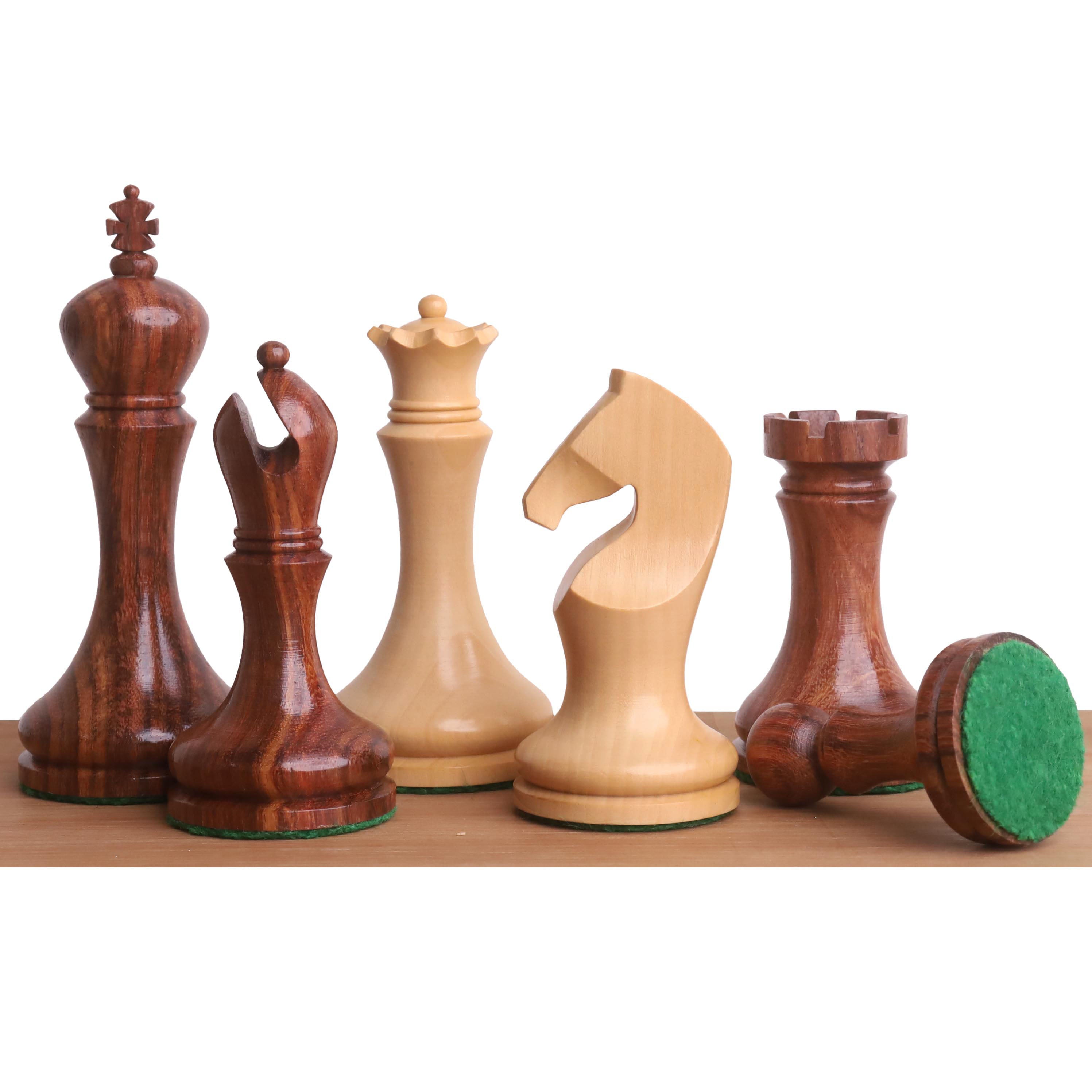 Golden Rosewood chessmen with a 98mm king