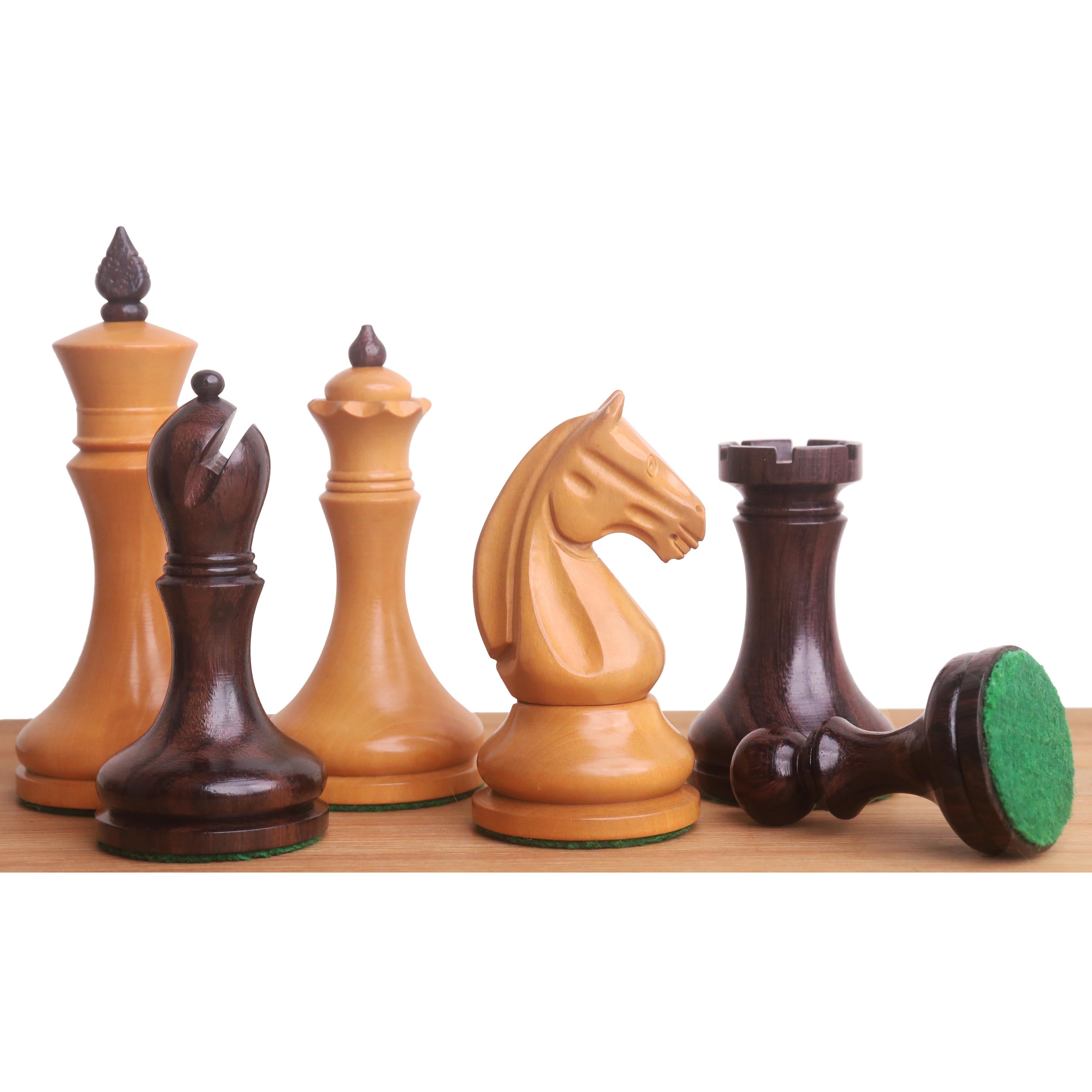 Candidates Series Minimalist Rosewood & Antiqued Boxwood 96mm Chess Pieces