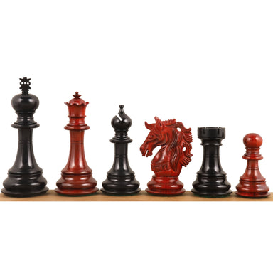 Prestige Staunton chess pieces in bud rosewood & ebony wood, 118mm king