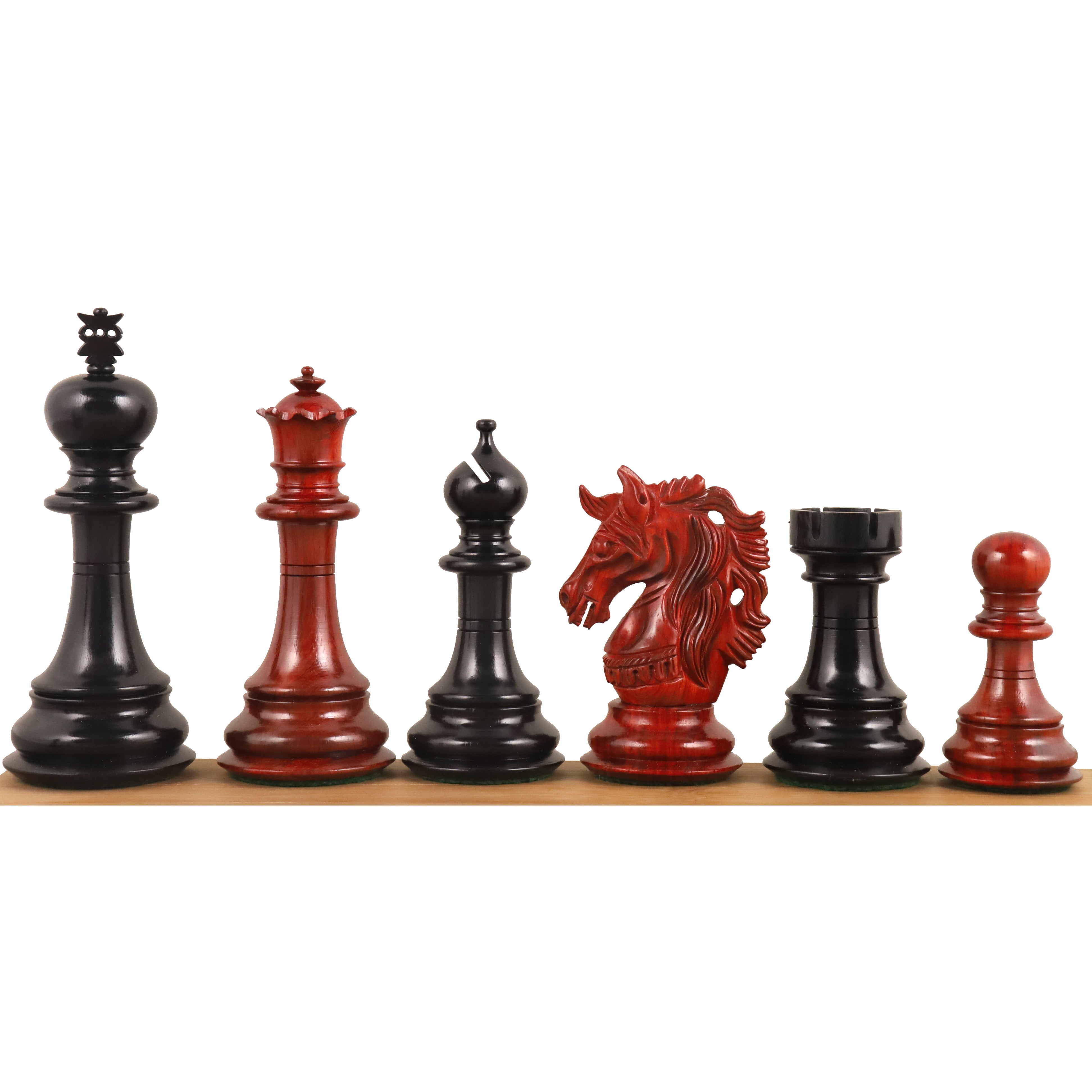 Prestige Staunton chess pieces in bud rosewood & ebony wood, 118mm king