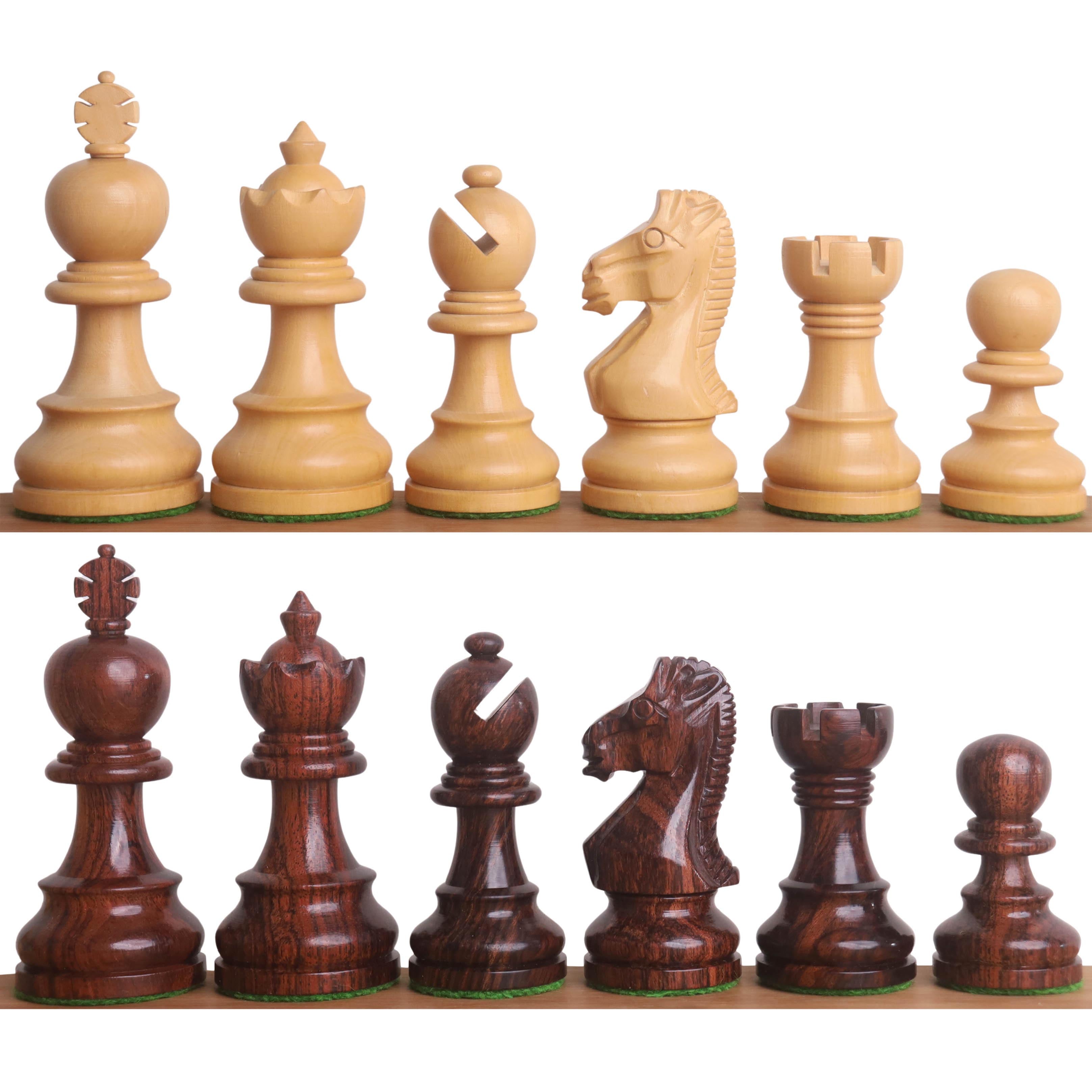 Rosewood chessmen with an 84mm king