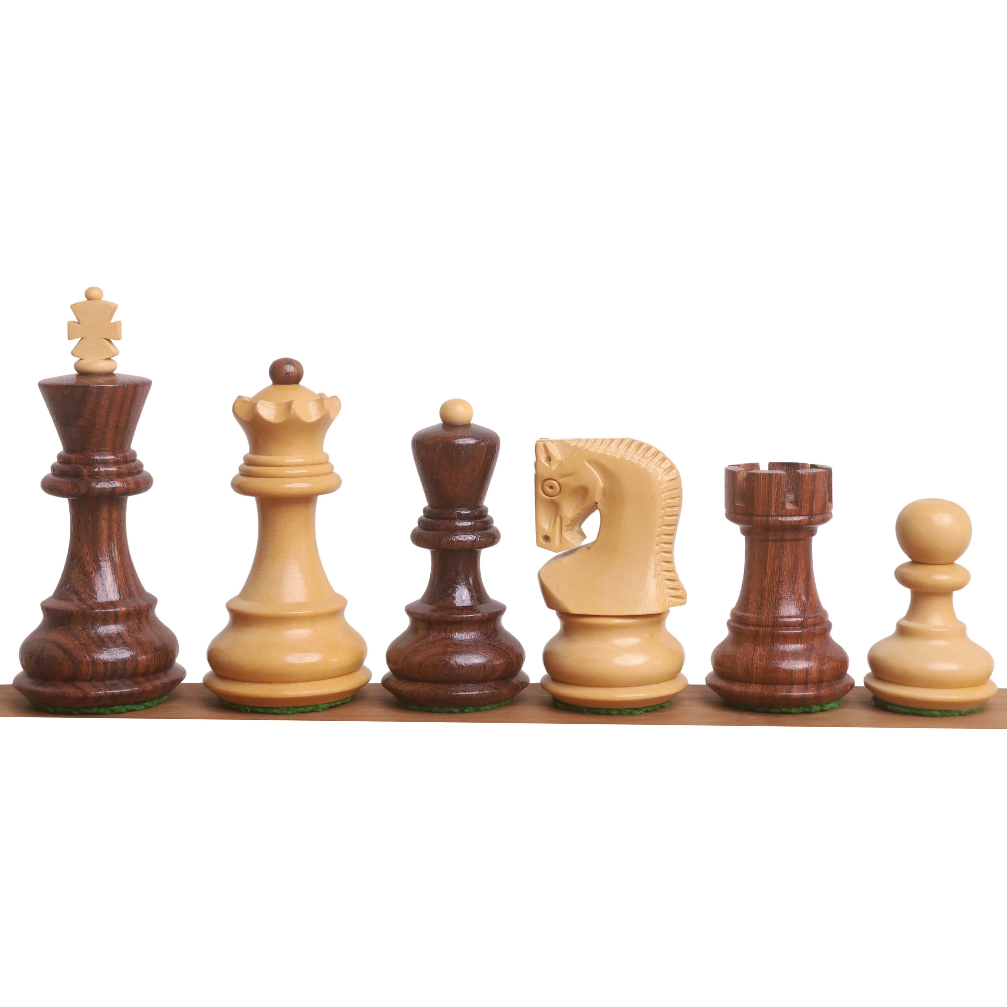 Golden Rosewood chessmen with a 78mm king