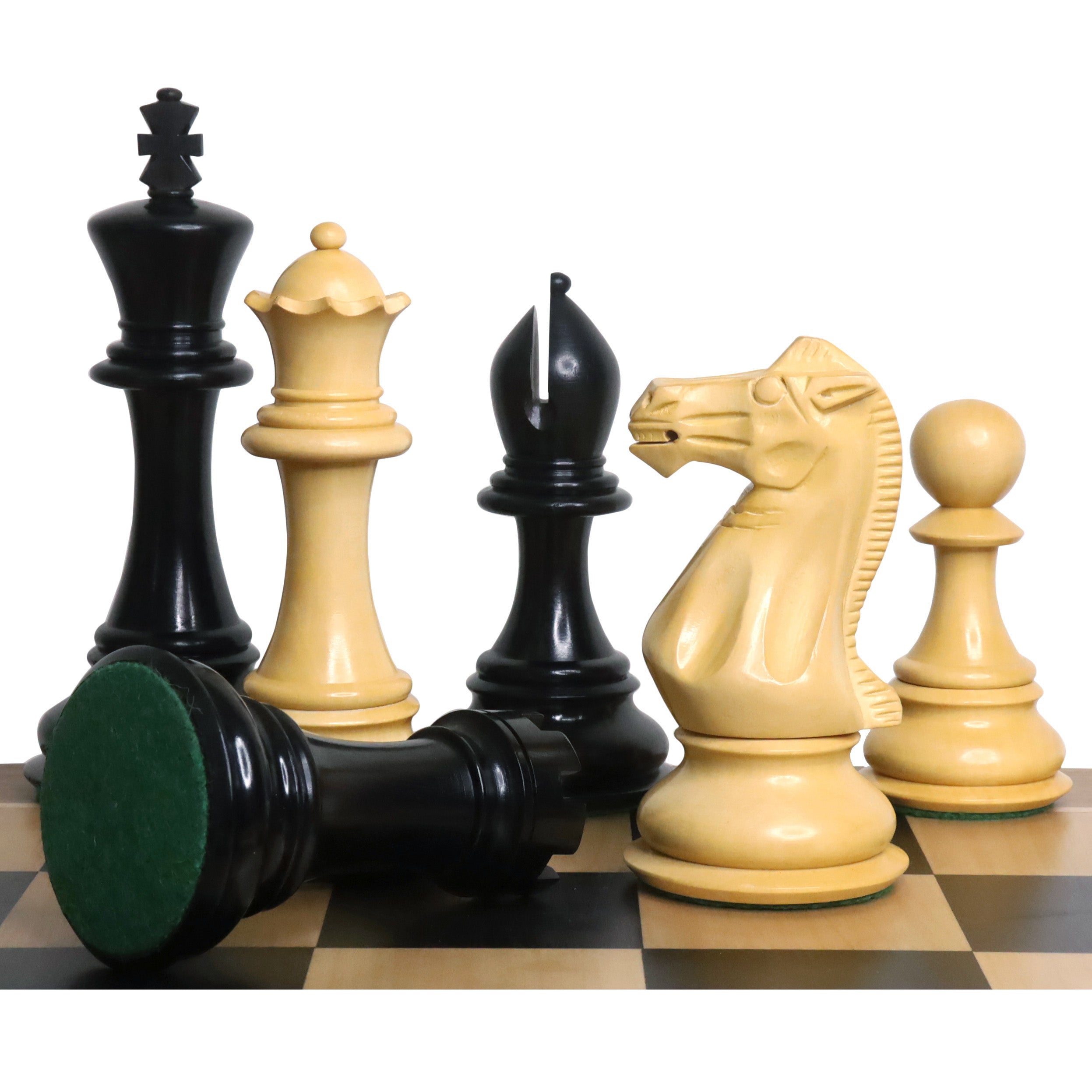 Jumbo Pro Staunton chess pieces in ebony wood, 159mm king