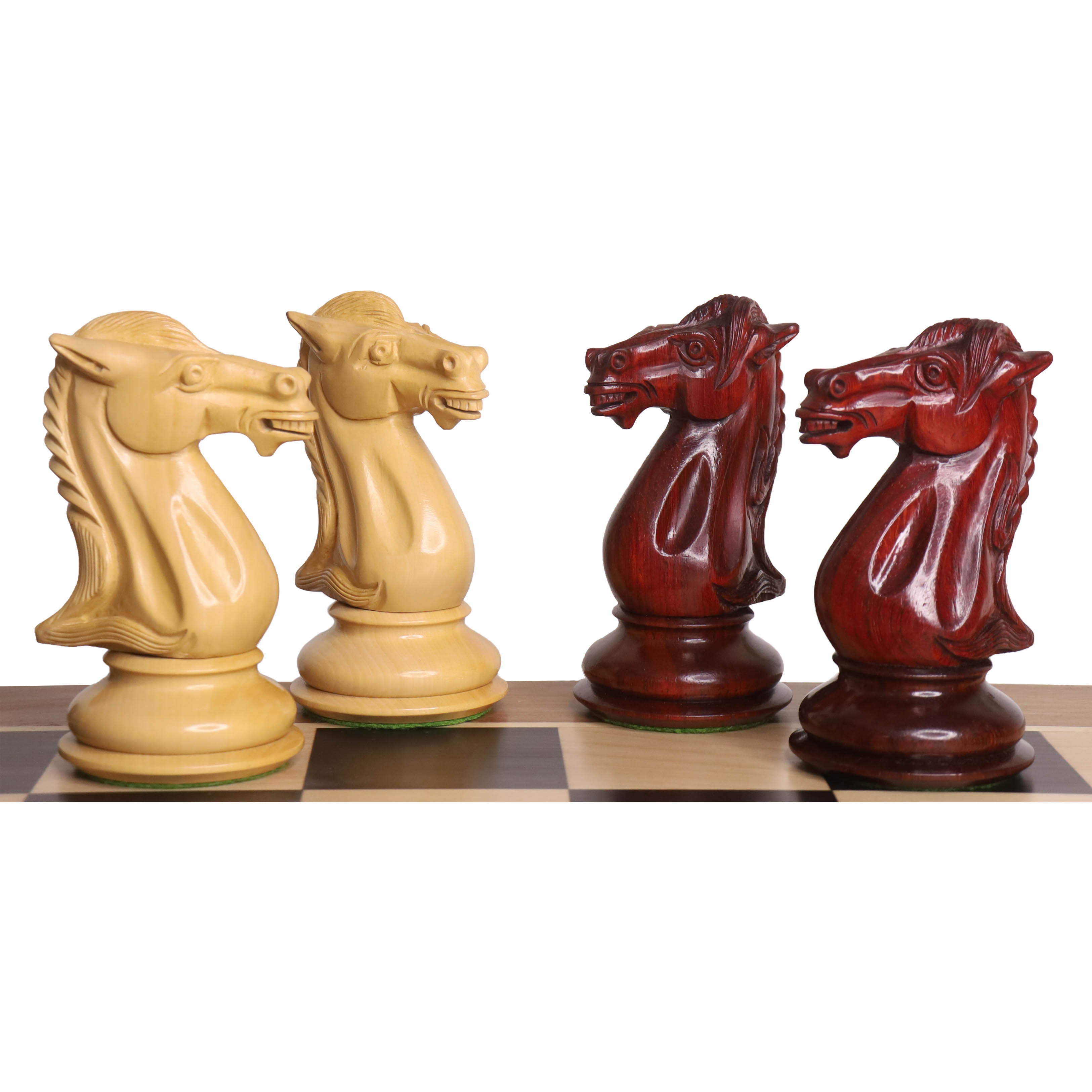 Mammoth Staunton chess pieces in bud rosewood, 156mm king