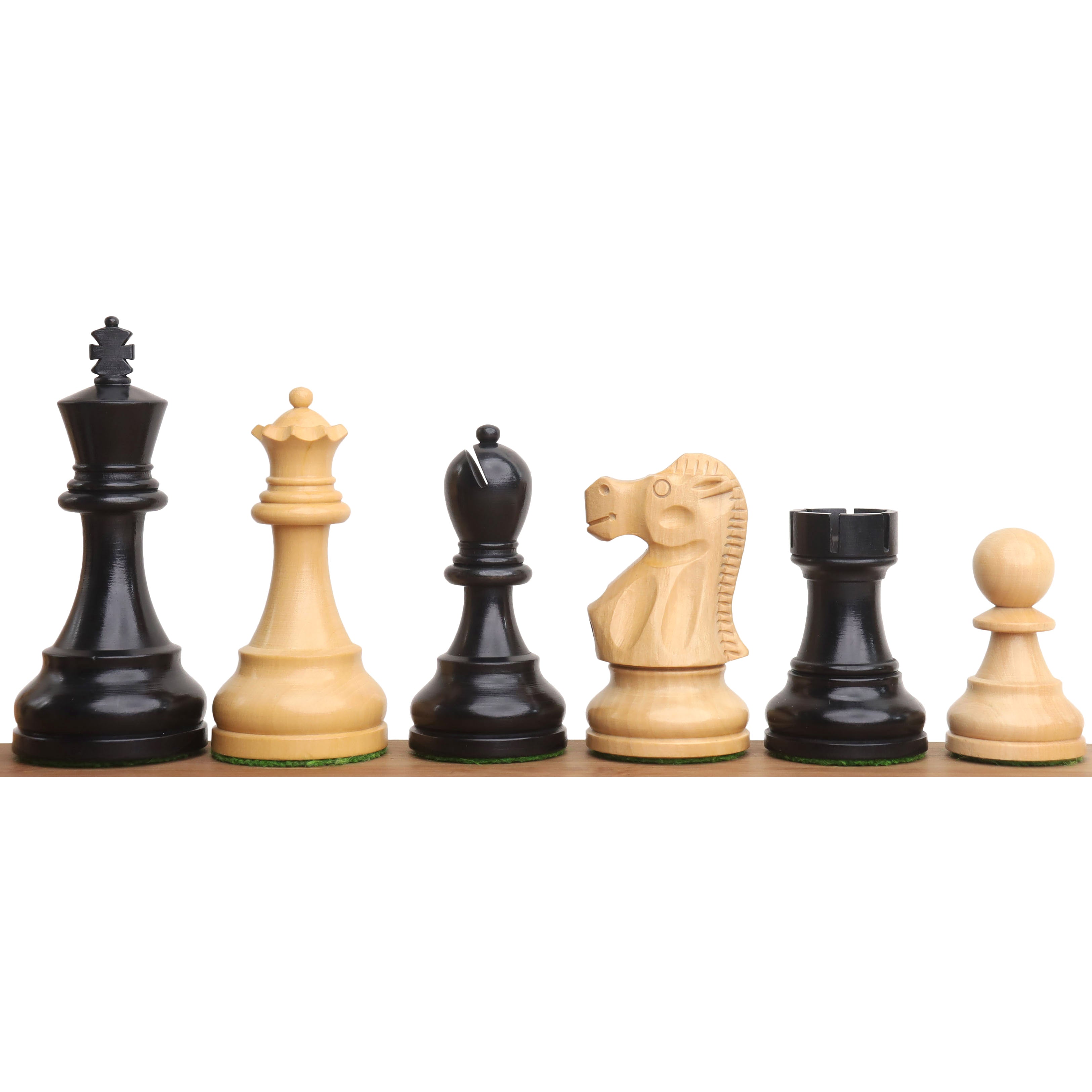 Ebonised boxwood and boxwood Reykjavik Series Staunton chessmen